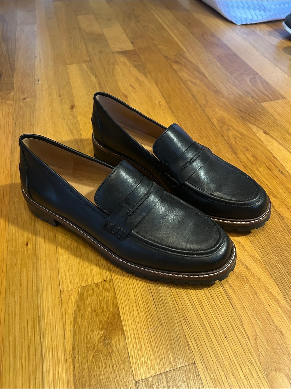 Madewell Black Leather Penny Loafers
